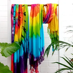 100% Rayon Sarong - Rainbow Black