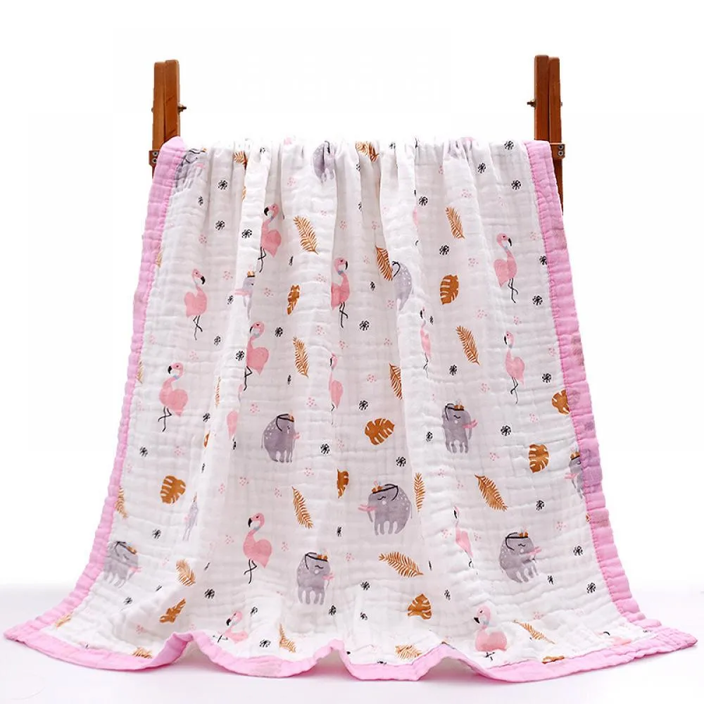 110*110CM Six-layer Gauze Baby Soft Cartoon Printing Wholesale Baby Blanket
