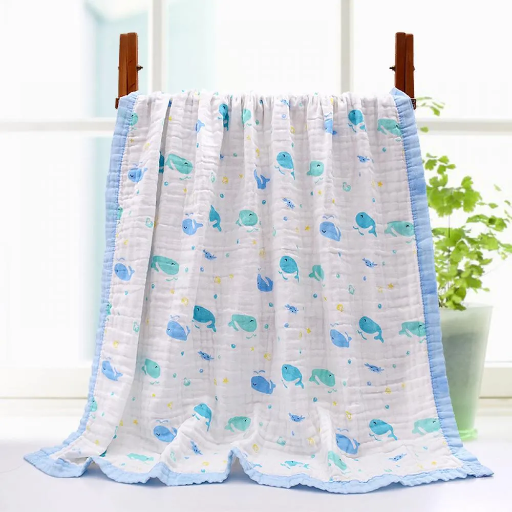110*110CM Six-layer Gauze Baby Soft Cartoon Printing Wholesale Baby Blanket