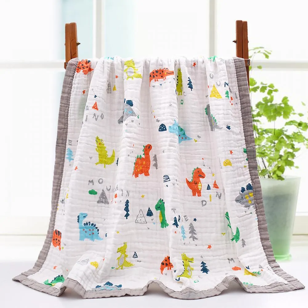 110*110CM Six-layer Gauze Baby Soft Cartoon Printing Wholesale Baby Blanket