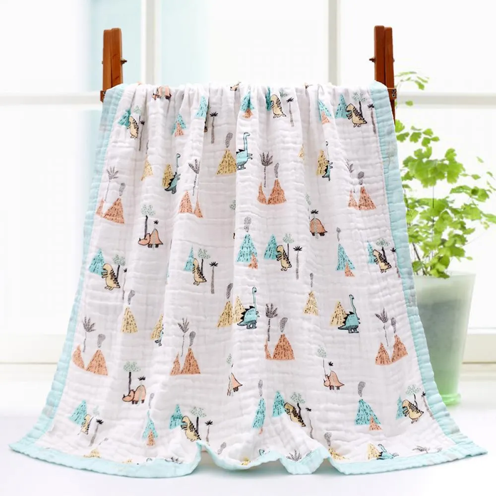 110*110CM Six-layer Gauze Baby Soft Cartoon Printing Wholesale Baby Blanket