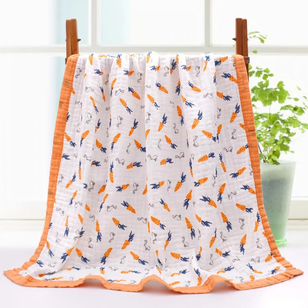 110*110CM Six-layer Gauze Baby Soft Cartoon Printing Wholesale Baby Blanket