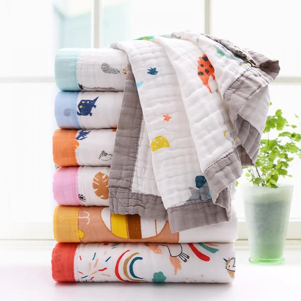 110*110CM Six-layer Gauze Baby Soft Cartoon Printing Wholesale Baby Blanket