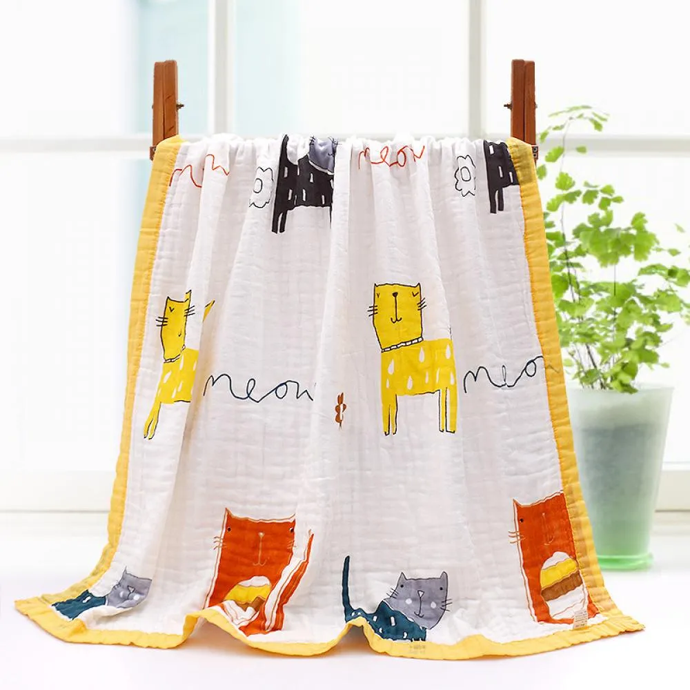 110*110CM Six-layer Gauze Baby Soft Cartoon Printing Wholesale Baby Blanket