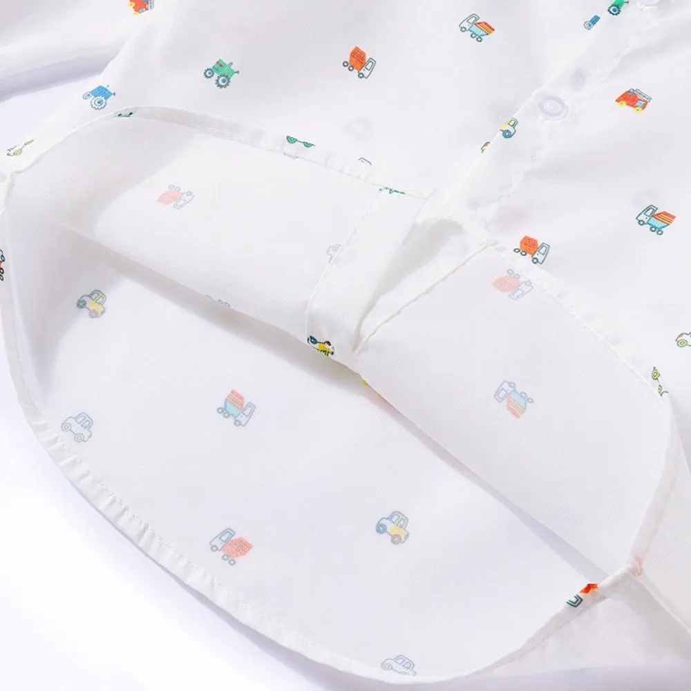 2~7T Children's Clothing 2022 Summer New Boy Short-Sleeved Cartoon Car Shirt Suspenders Suit Wholesale Kids Clothes