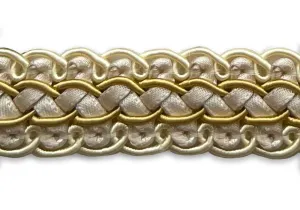 3/4" Elaborate Alabaster Parchment & Gold Braided Trim (Made in USA)
