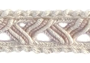 5/8" Natural & Rose Mist Open-Weave Cotton Gimp Trim (Made in USA)