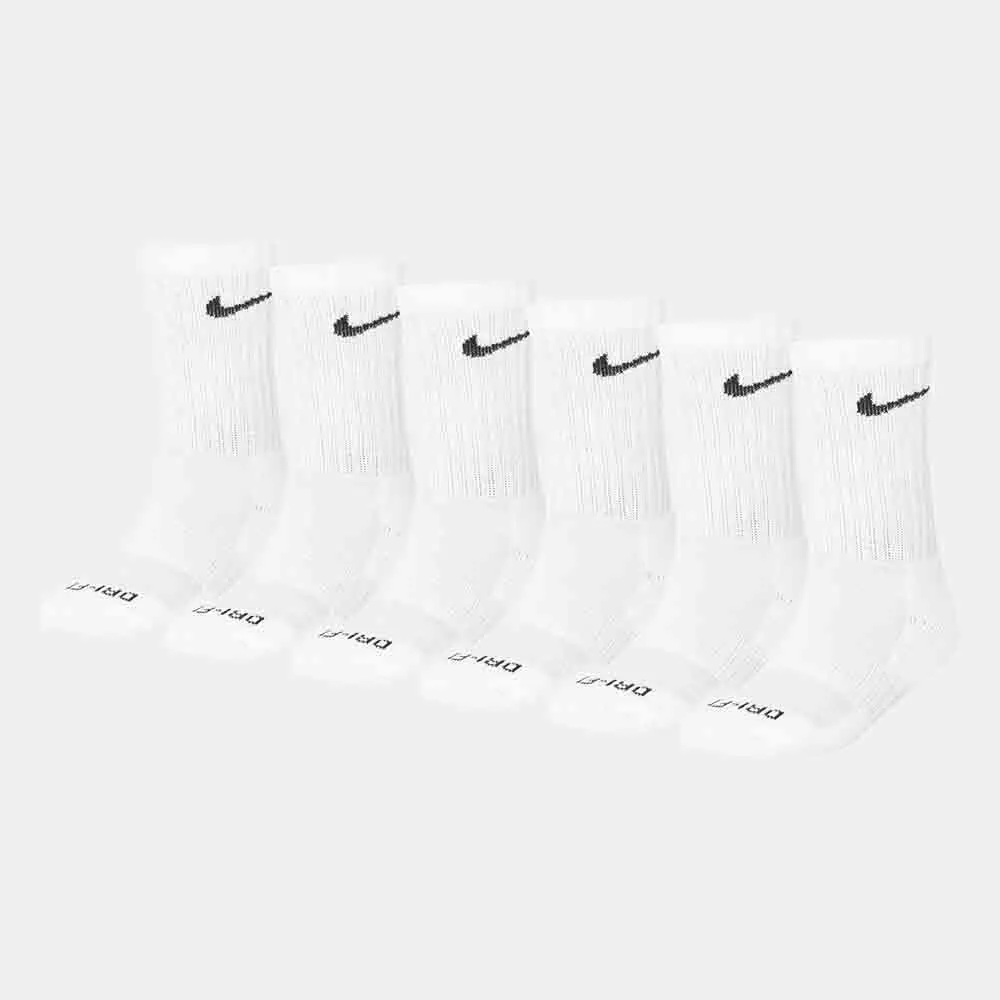 6 Pack White Crew Socks, Ages 5-7