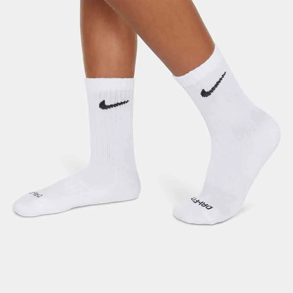 6 Pack White Crew Socks, Ages 5-7