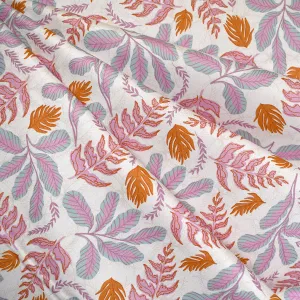 Abstract Colorful Botanical Leaves Digital Print Cotton Orchid