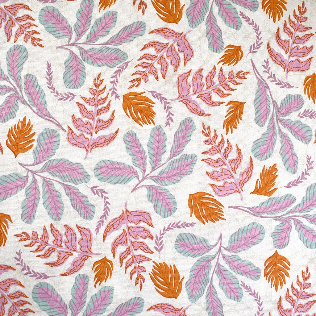 Abstract Colorful Botanical Leaves Digital Print Cotton Orchid
