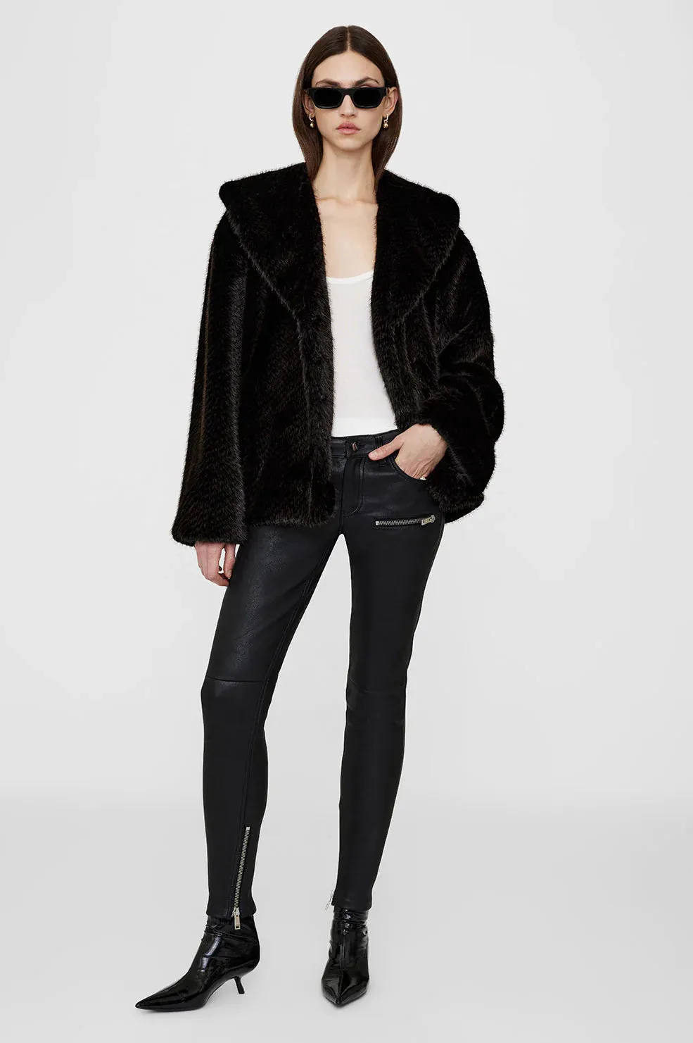 Anine Bing Hilary Jacket in Black And Brown