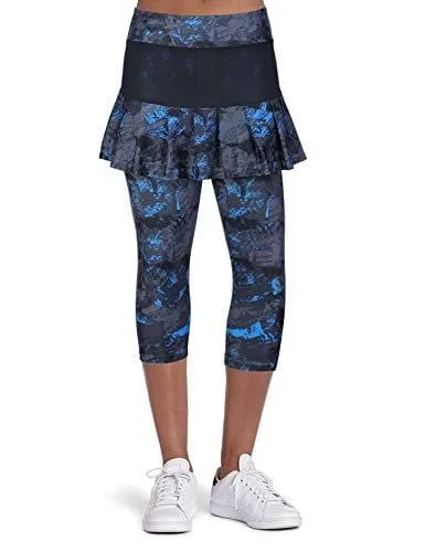 ANIVIVO Women Tennis Legging, Skirted Capri Leggings Tennis Pants for Women& Sports Capri Skirted Leggings Women Tennis Clothings(Darkblue,M)