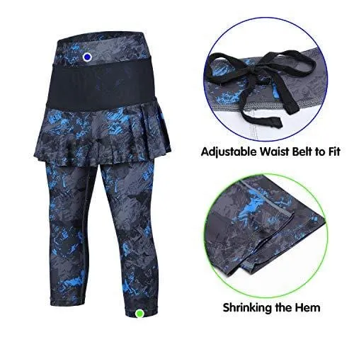 ANIVIVO Women Tennis Legging, Skirted Capri Leggings Tennis Pants for Women& Sports Capri Skirted Leggings Women Tennis Clothings(Darkblue,M)