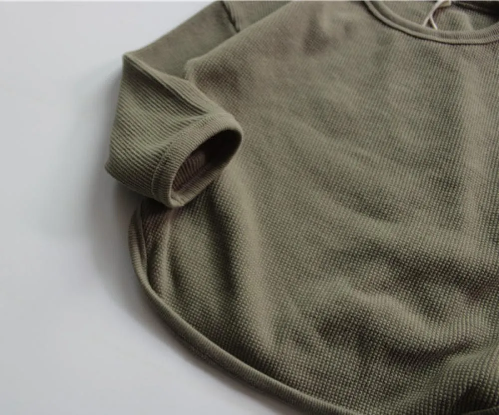 Autumn And Winter Children's Long-sleeved T-shirt Waffle Boys And Girls T-shirt Wholesale Kids Clothes