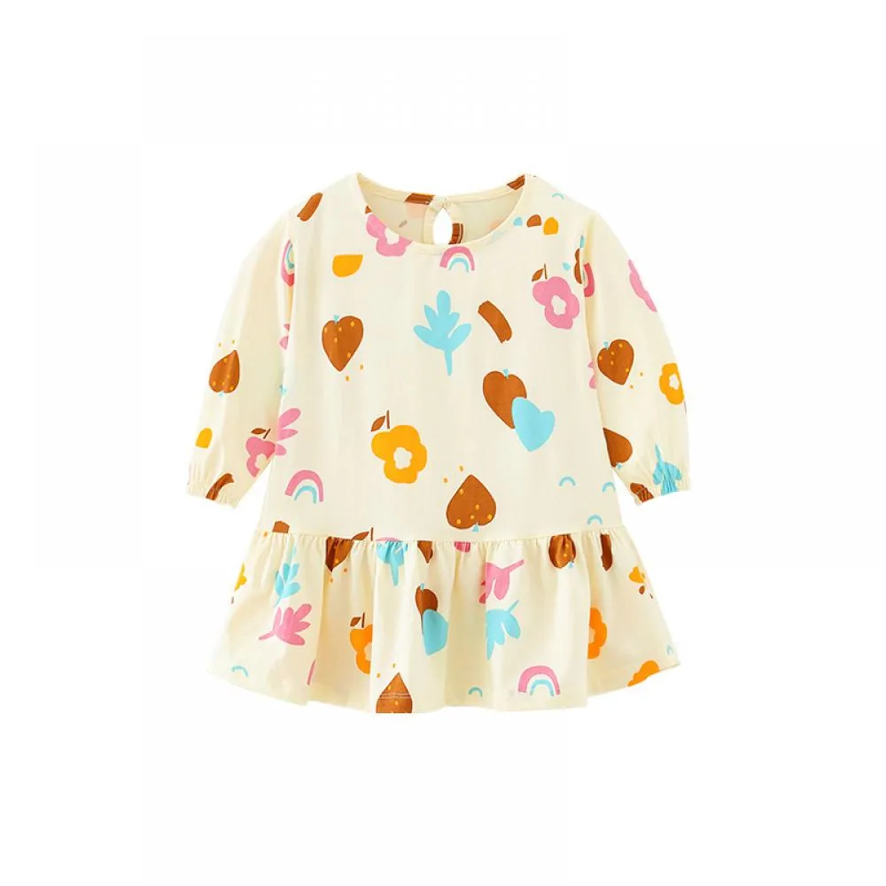 Autumn Girls Cotton Print Long Sleeve Dress Wholesale Girls Dress