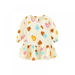 Autumn Girls Cotton Print Long Sleeve Dress Wholesale Girls Dress
