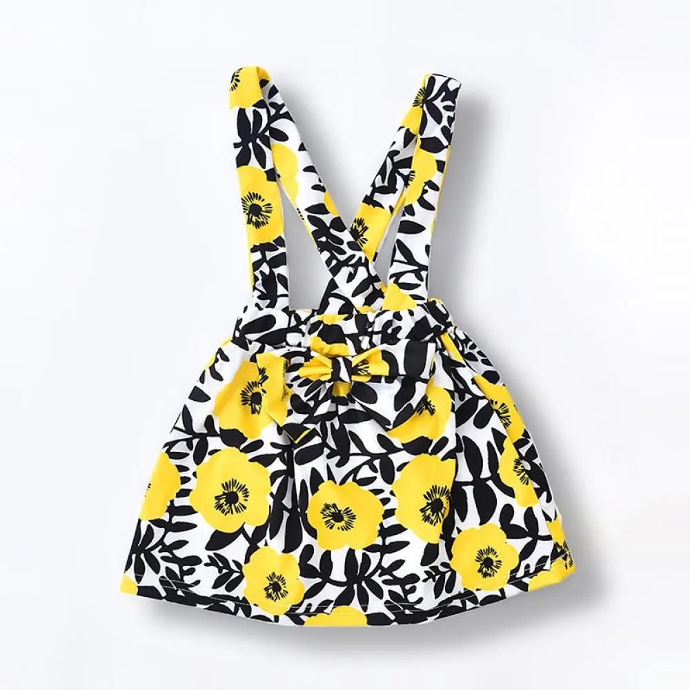 Autumn Halloween Baby Girl Long Sleeve Romper Sunflower Suspender Skirt Suit Baby Wholesale Clothes