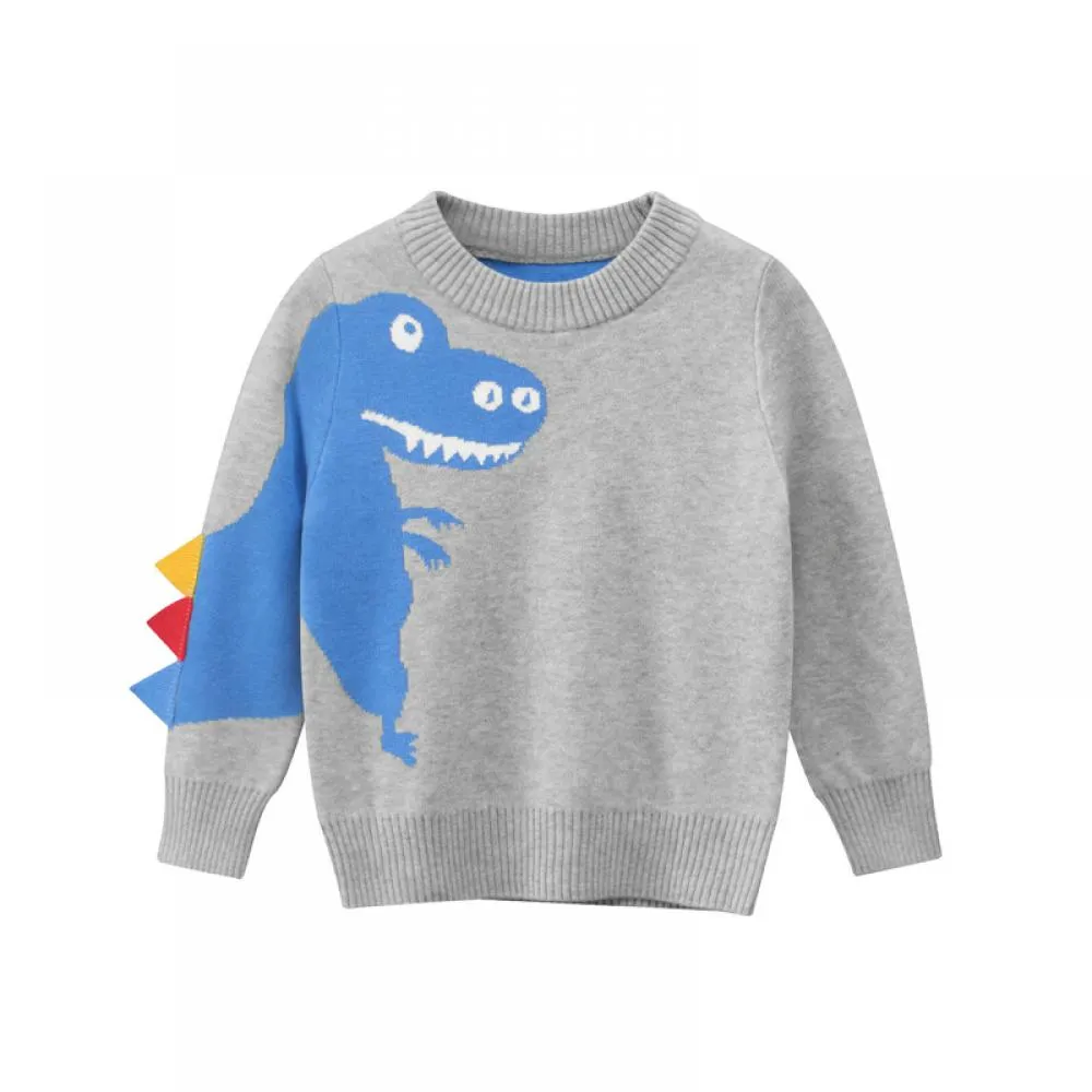 Autumn Winter Sweater Dinosaur Boy Knitted Bottoming Shirt Wholesale Boy Boutique Clothing