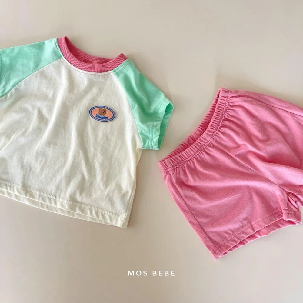 Baby Short Sleeve Contrast Color Two Piece Cotton Summer Dress Wholesale Baby Children Clothing