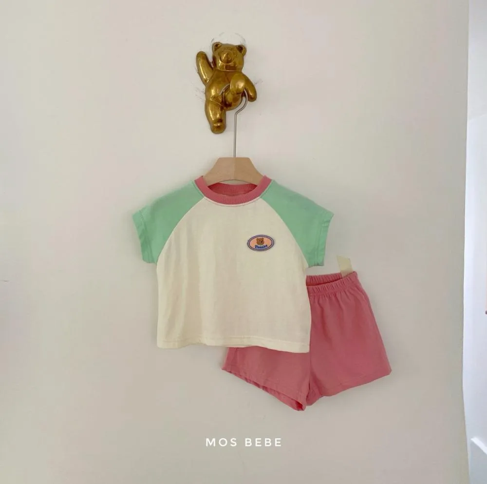 Baby Short Sleeve Contrast Color Two Piece Cotton Summer Dress Wholesale Baby Children Clothing