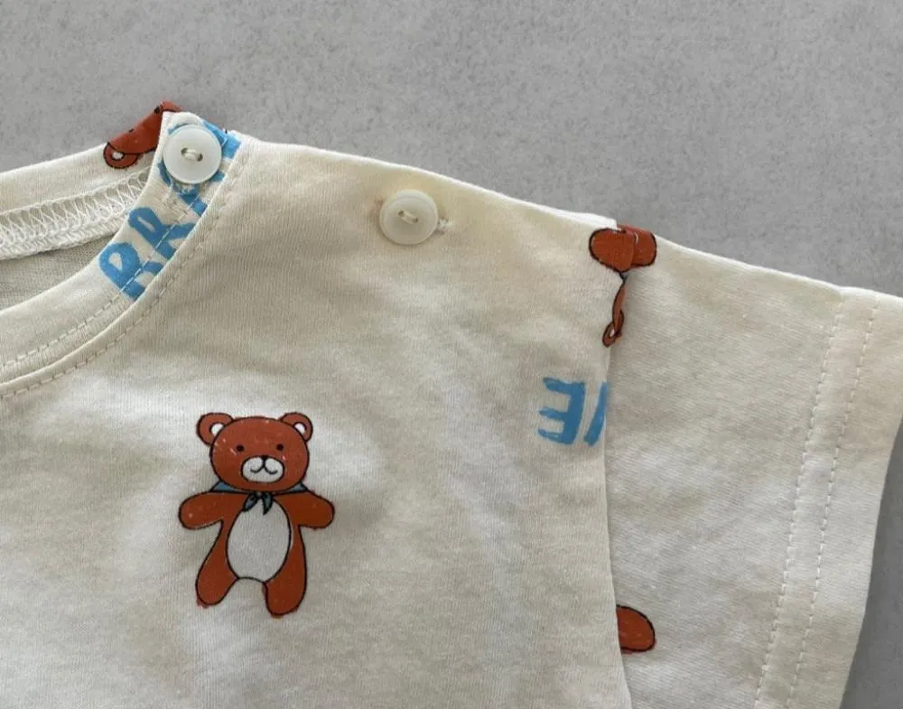 Baby Summer Bear Print Cotton Romper Wholesale Baby Clothes