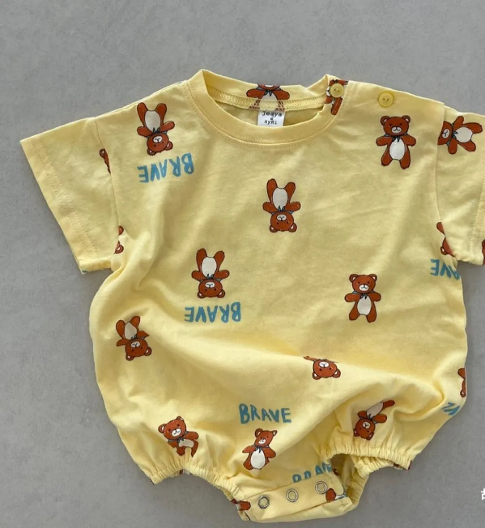 Baby Summer Bear Print Cotton Romper Wholesale Baby Clothes