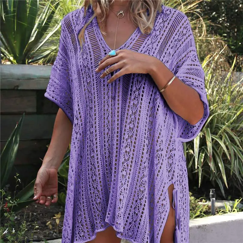 Beach Cover Up Crochet Womens Pareo Beachwear Short