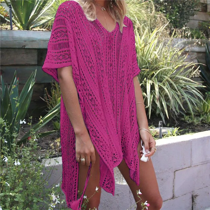 Beach Cover Up Crochet Womens Pareo Beachwear Short