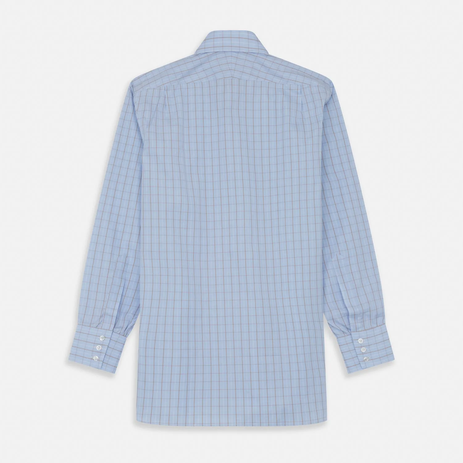 Beige Graph Check Regular Fit Shirt with T&A Collar and 3-Button Cuffs