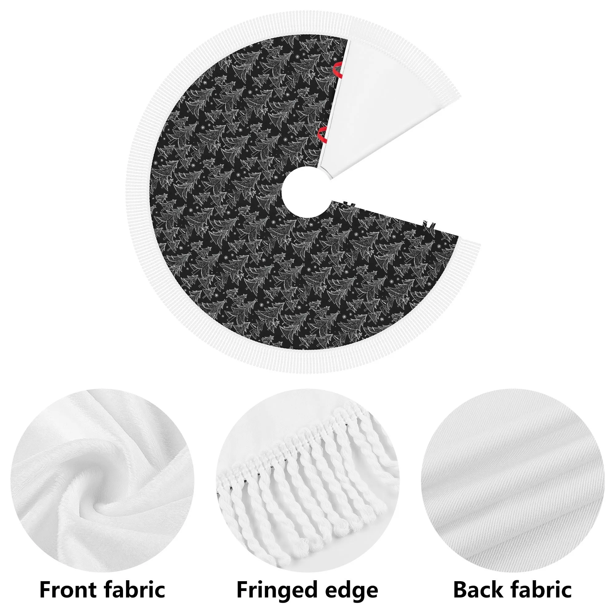 Black and White Christmas Tree Fringed Christmas Tree Skirts