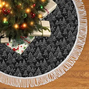 Black and White Christmas Tree Fringed Christmas Tree Skirts
