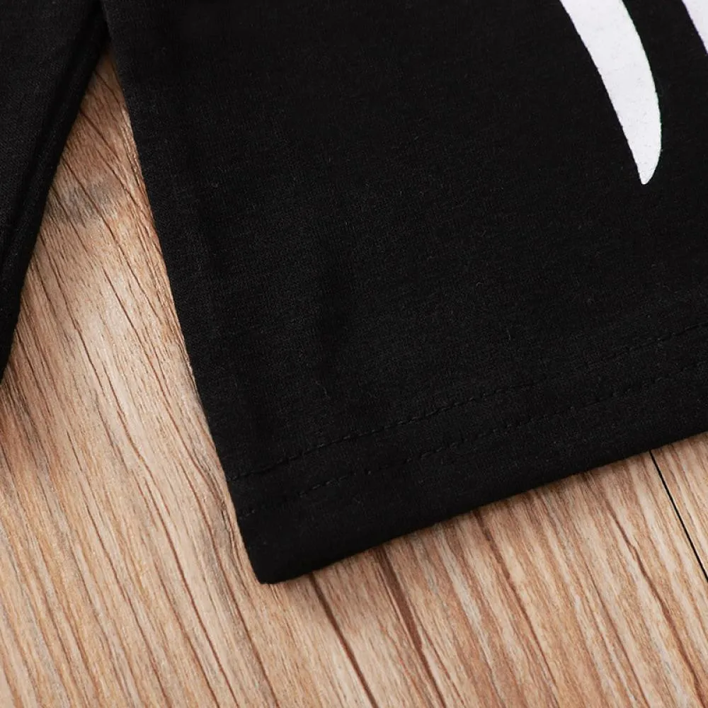 Black Letters Halloween Print Kids Set Wholesale Girl Clothes