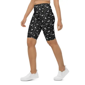 Black Reindeer Christmas Bike Shorts
