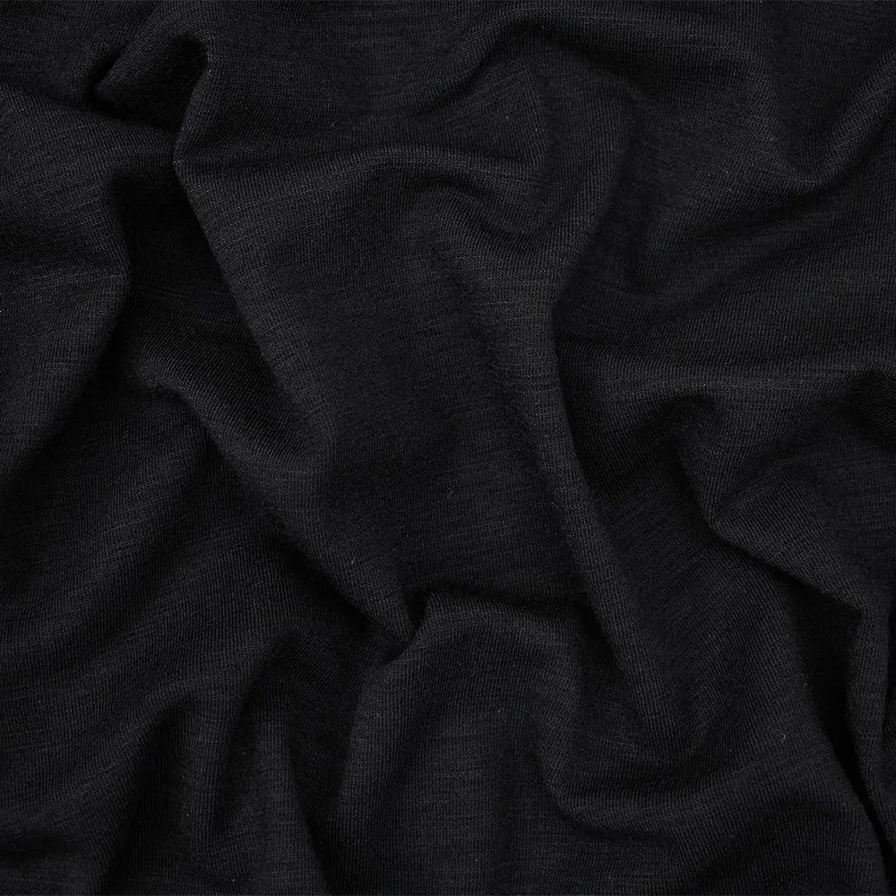 Black Wool Stretch Spandex Jersey Knit Fabric