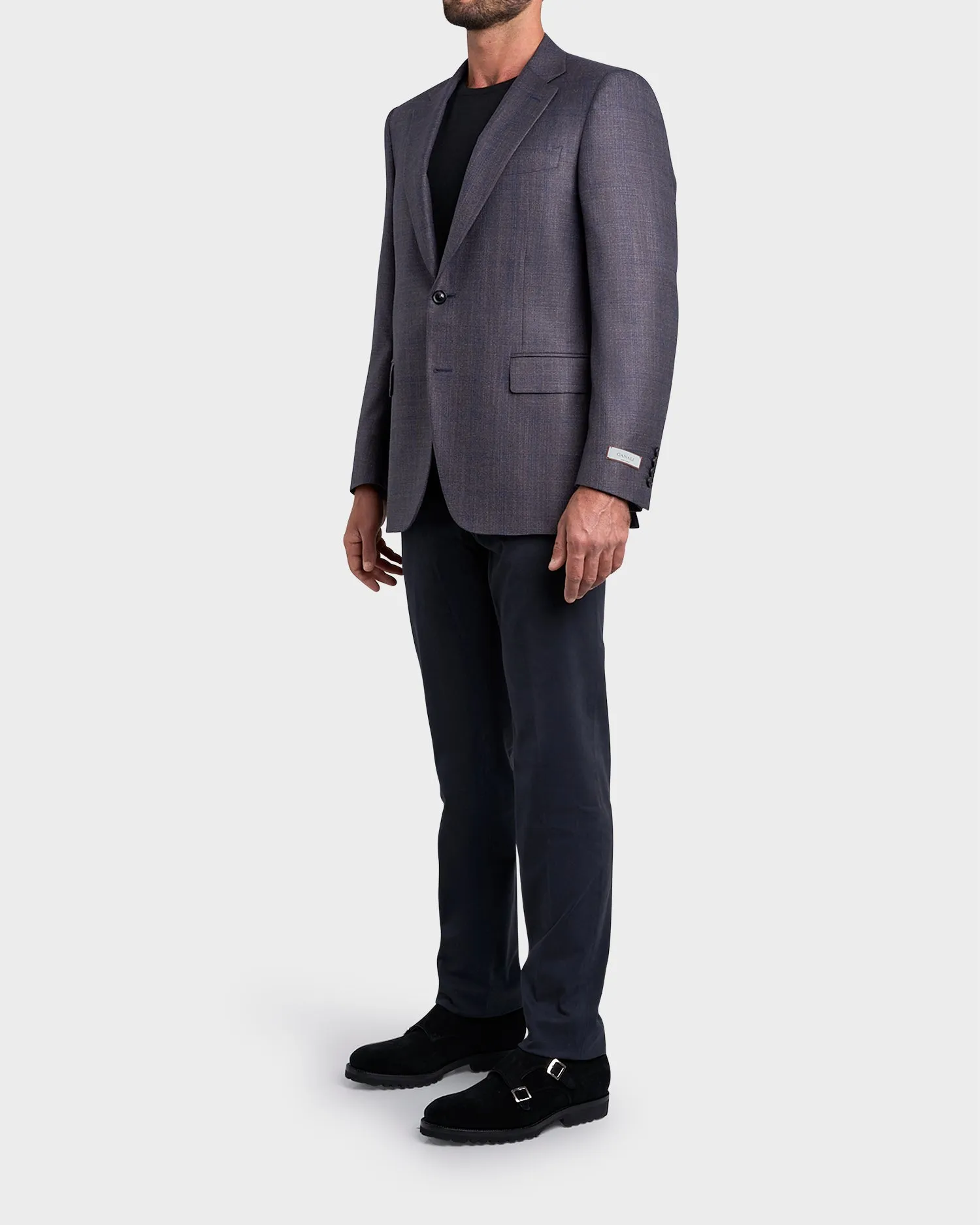 Blue And Grey Blue Silk Cashmere Check Sports Jacket
