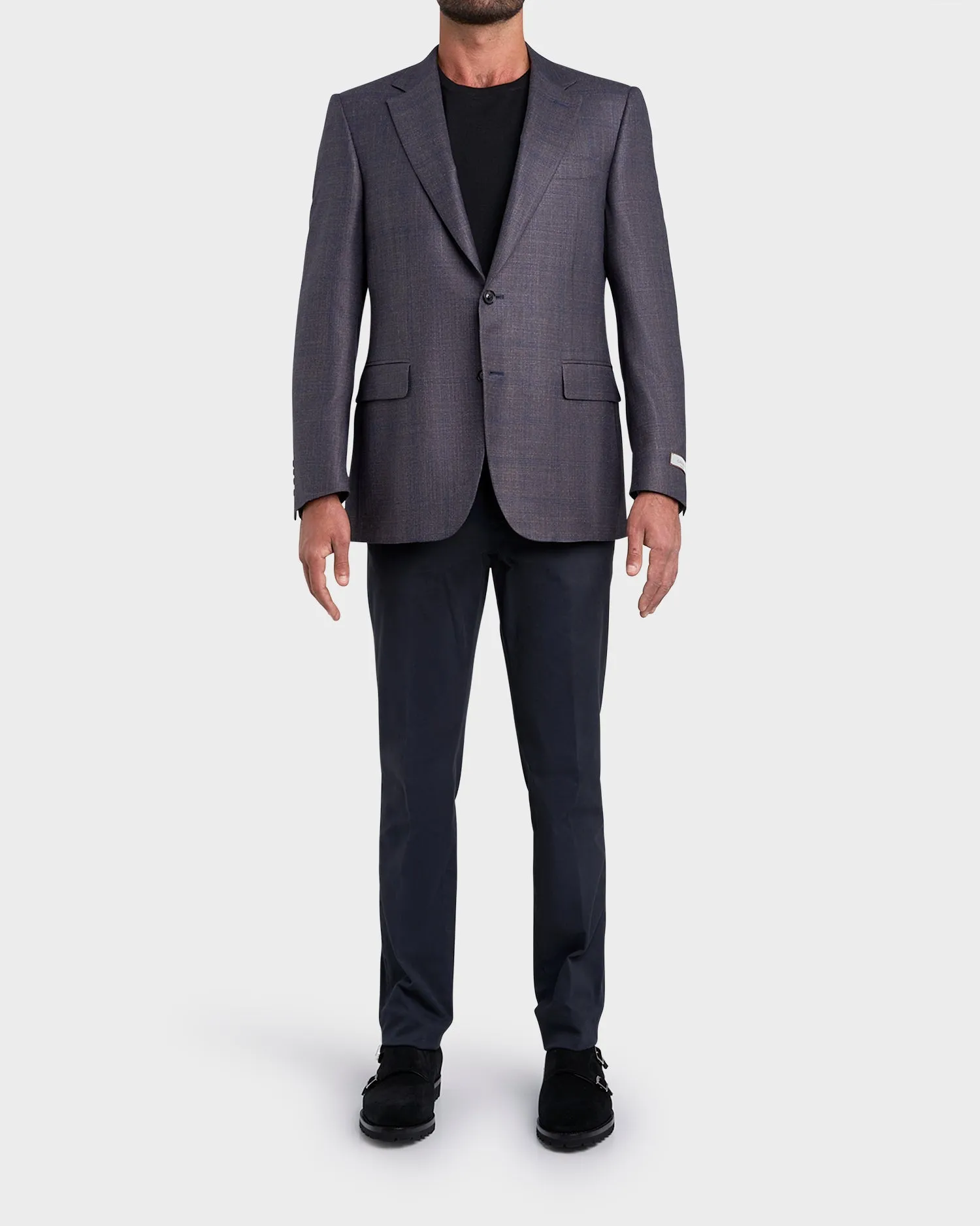 Blue And Grey Blue Silk Cashmere Check Sports Jacket