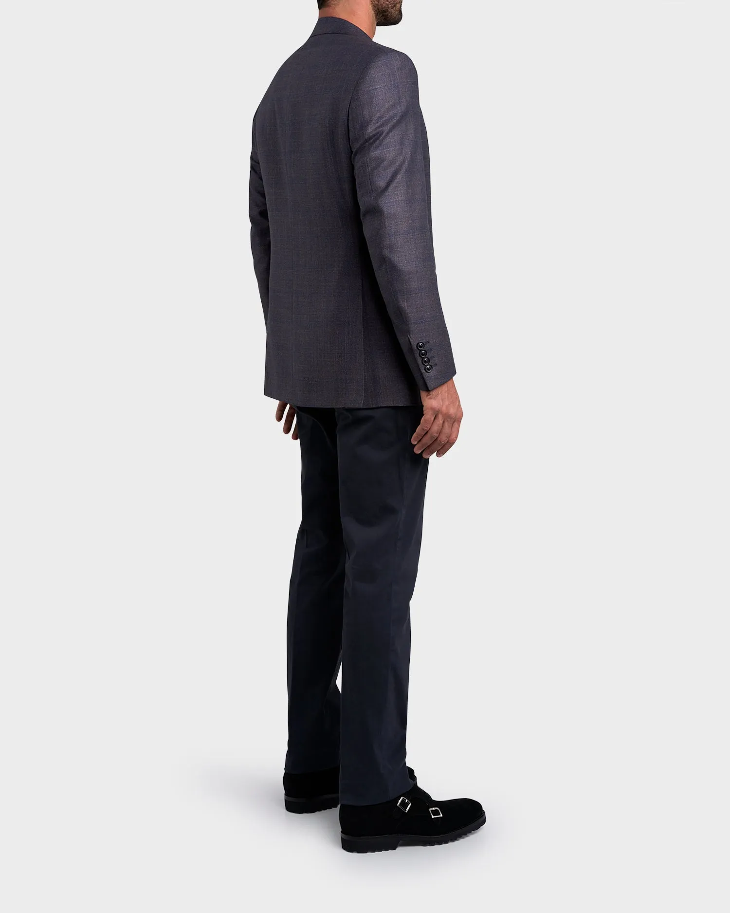 Blue And Grey Blue Silk Cashmere Check Sports Jacket