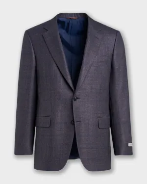 Blue And Grey Blue Silk Cashmere Check Sports Jacket
