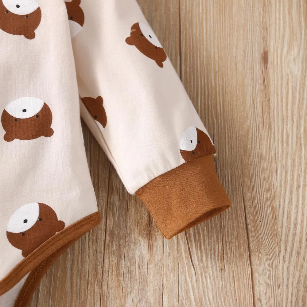 Bohemian Boys and Girls Long Sleeve Bear Romper Set Baby Wholesale Clothes