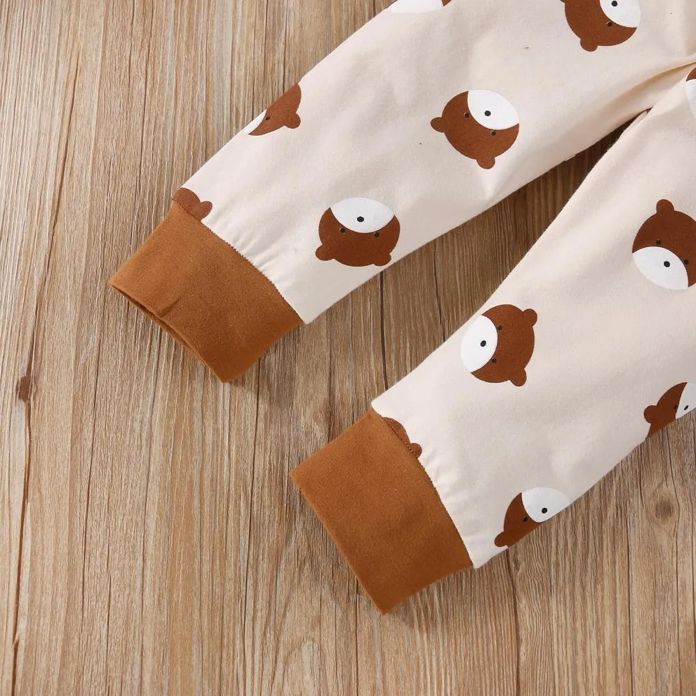 Bohemian Boys and Girls Long Sleeve Bear Romper Set Baby Wholesale Clothes
