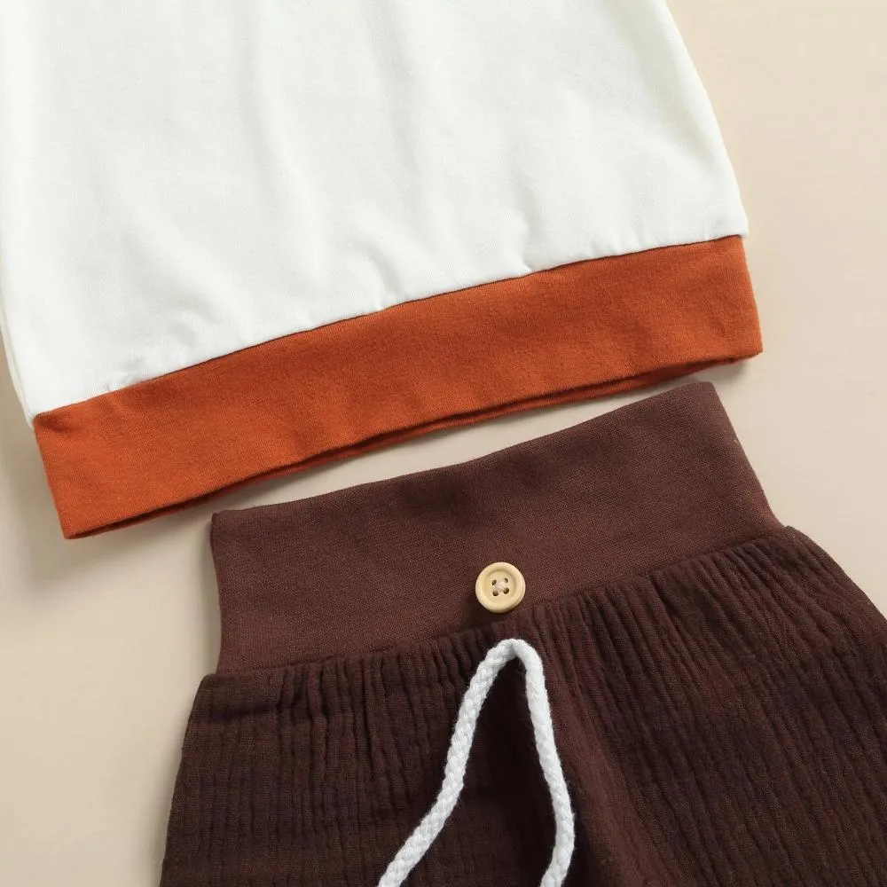 Boys' Contrast Color Short Sleeve Shorts Set Wholesale Baby Clothes