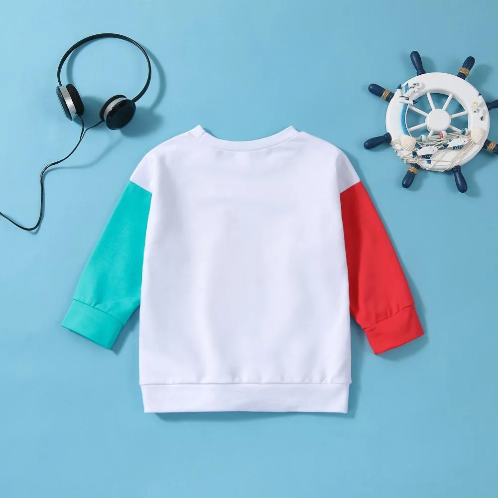Boys Sweatshirt Spring And Autumn Color Matching Top Wholesale Kids Clothes