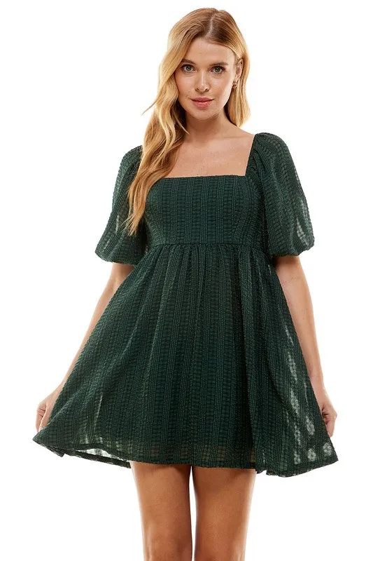 Bubble S/S Pinstripe Detail Flowy Dress