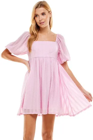 Bubble S/S Pinstripe Detail Flowy Dress