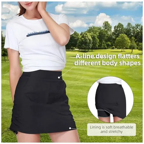 CAMEL CROWN Women's Casual Skort Skirt Tummy Control UV Protection Quick Dry Golf Skirt with Pockets,Hiking Active Grey