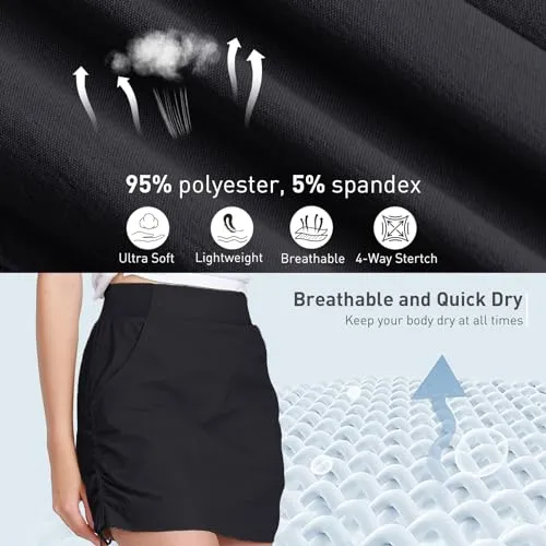 CAMEL CROWN Women's Casual Skort Skirt Tummy Control UV Protection Quick Dry Golf Skirt with Pockets,Hiking Active Grey