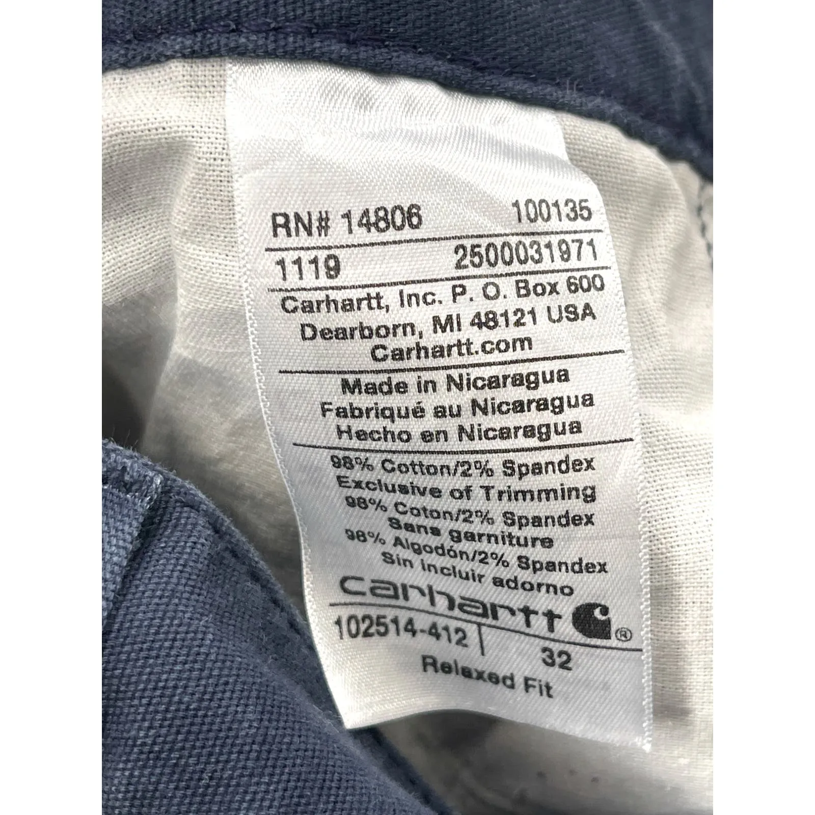 Carhartt Navy Blue Distressed Relaxed Fit Canvas Cargo Shorts