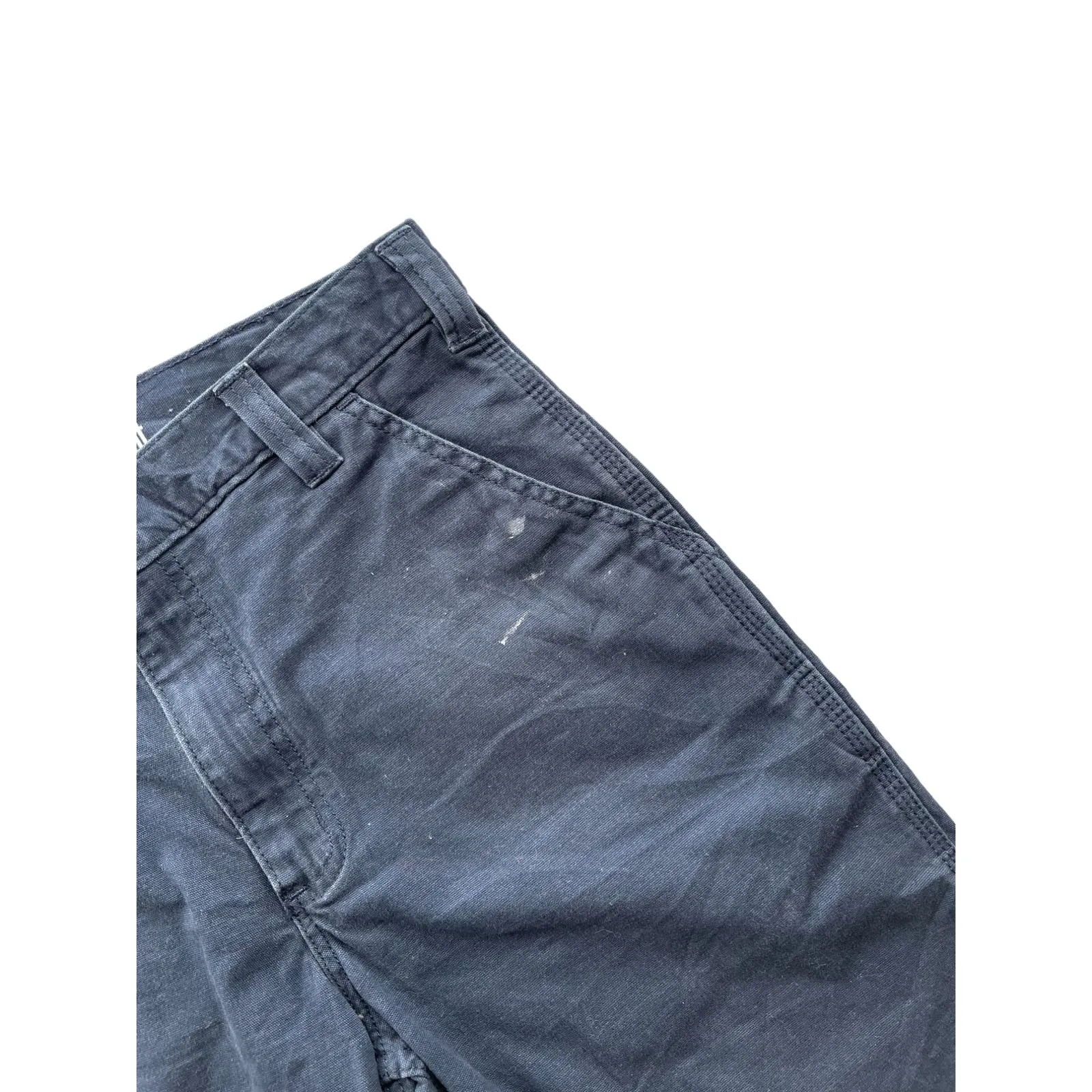 Carhartt Navy Blue Distressed Relaxed Fit Canvas Cargo Shorts