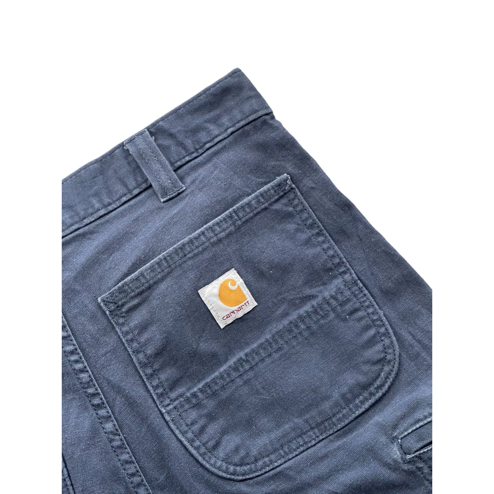 Carhartt Navy Blue Distressed Relaxed Fit Canvas Cargo Shorts